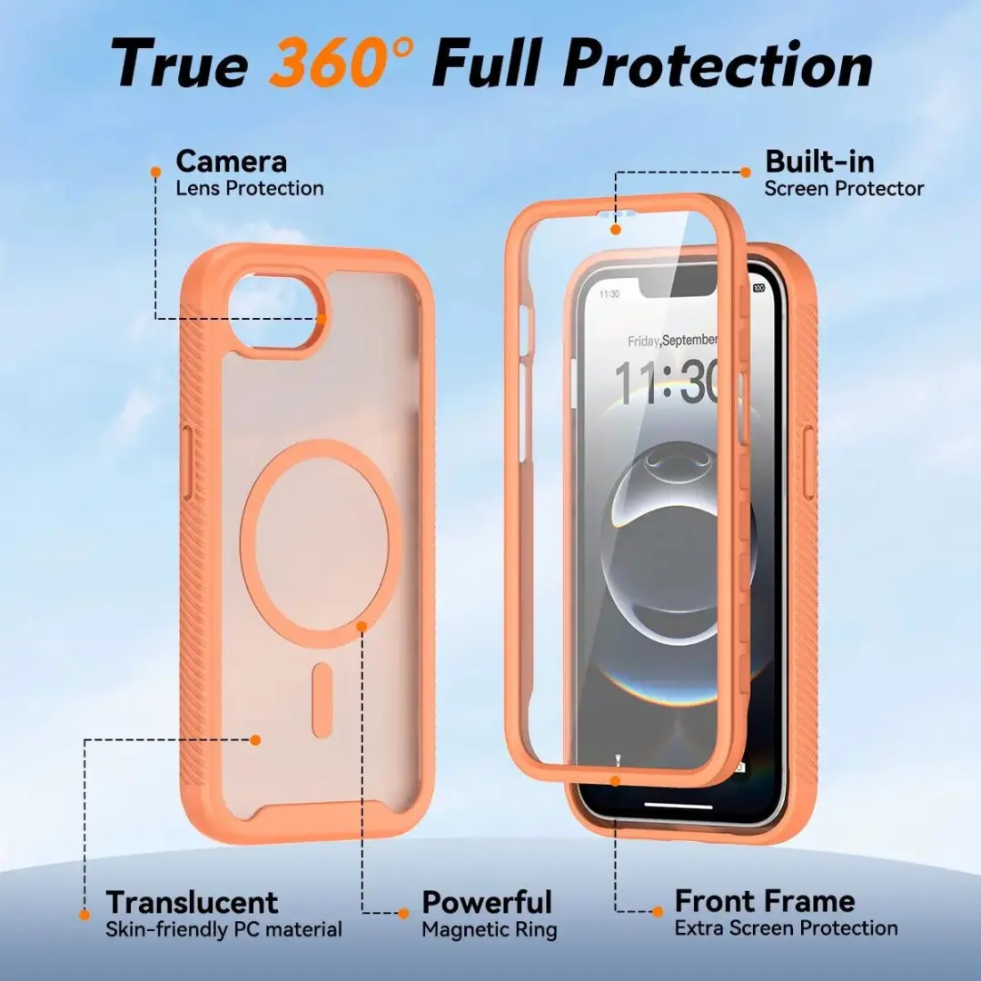 Selected by GSMpunt.nl iPhone 16e/17e Hoesje Matte Oranje - MagSafe