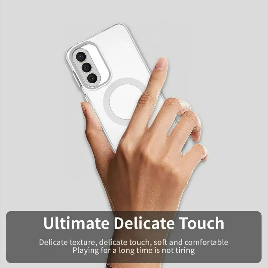 Selected MagSafe Backcover Hoesje Samsung Galaxy A57 - Wit & Transparant