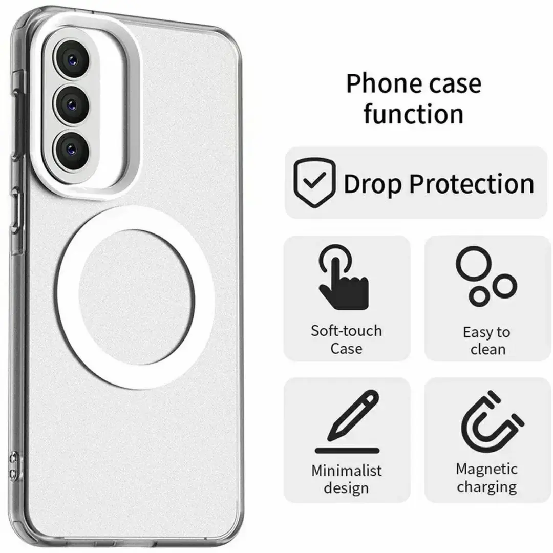 Selected MagSafe Backcover Hoesje Samsung Galaxy A57 - Wit & Transparant