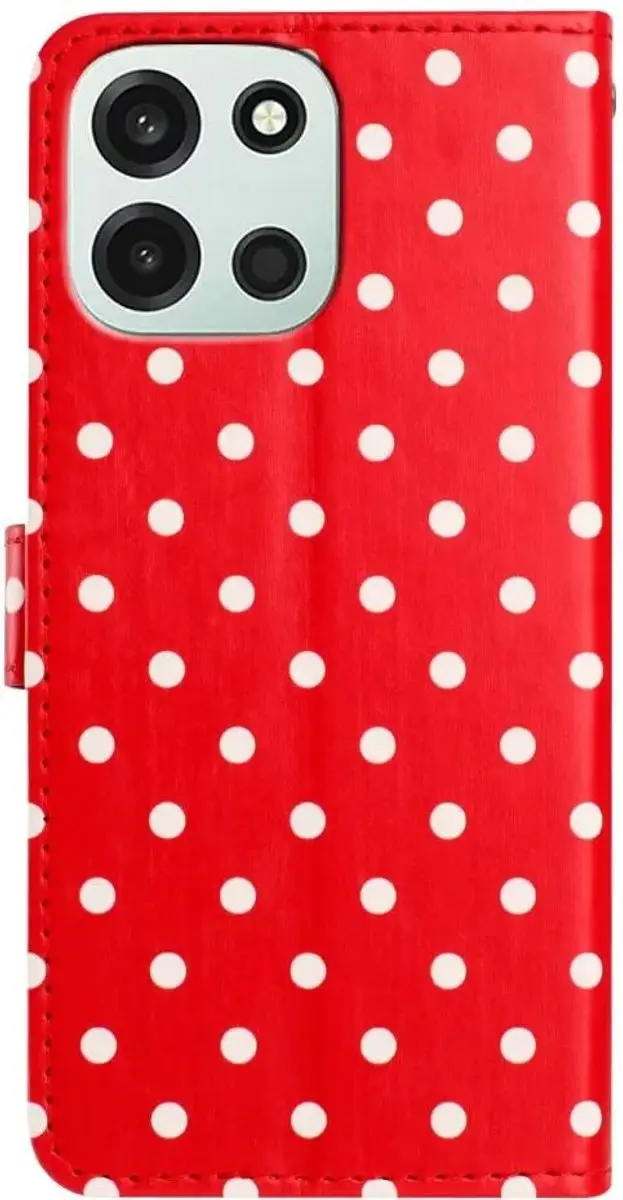 Selected OnePlus Nord 6 Polka Dot Wallet Hoesje - 3 Pasjes - Rood