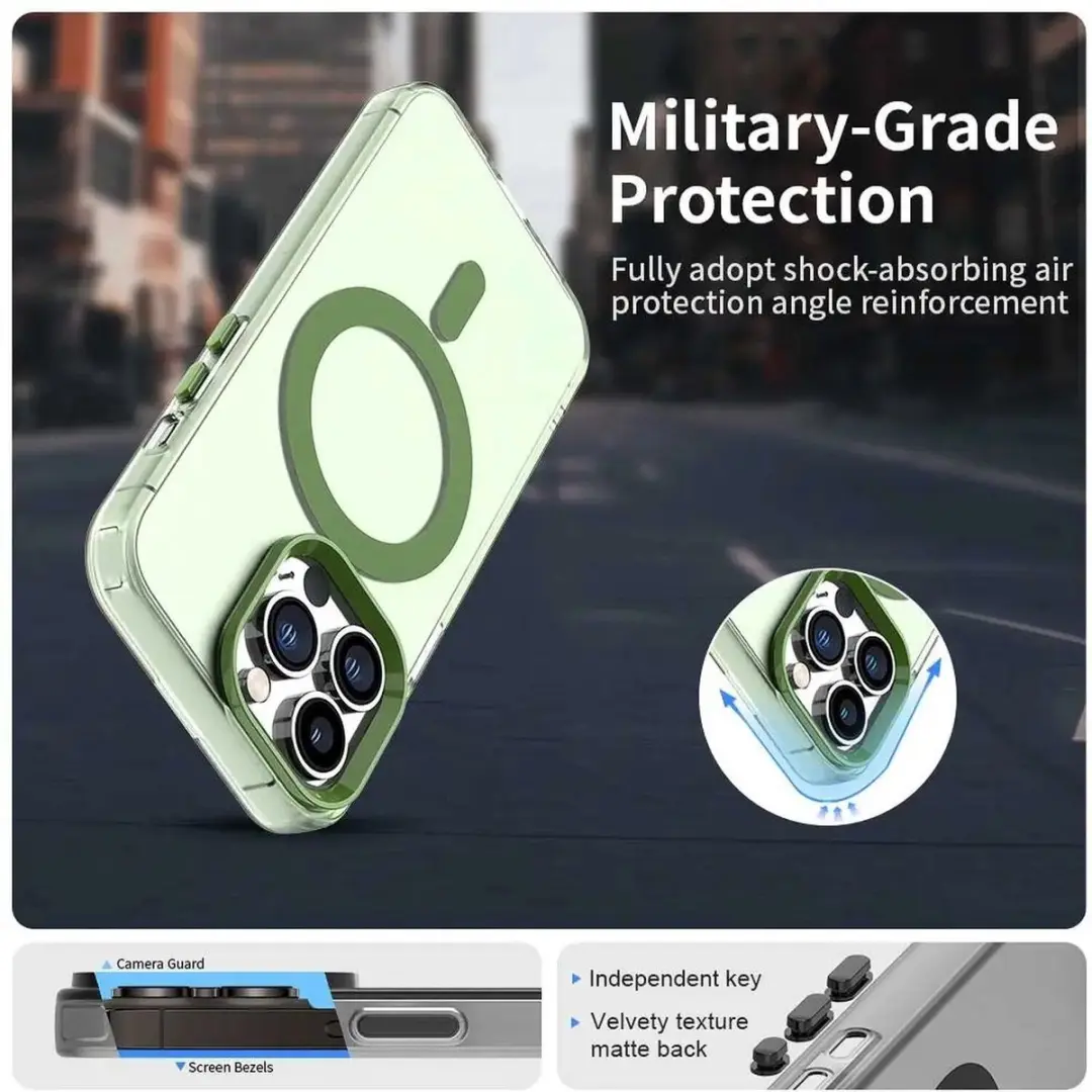 Selected Backcover Hoesje iPhone 14 Pro Max MagSafe - Groen & Transparant