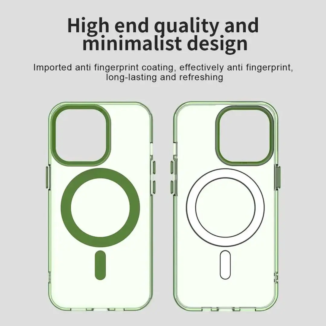 Selected Backcover Hoesje iPhone 14 Pro Max MagSafe - Groen & Transparant