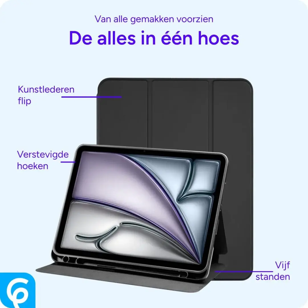 Selected by GSMpunt.nl Tablet Hoes iPad Air 13 (2024) - Tri-Fold Book Case - Zwart