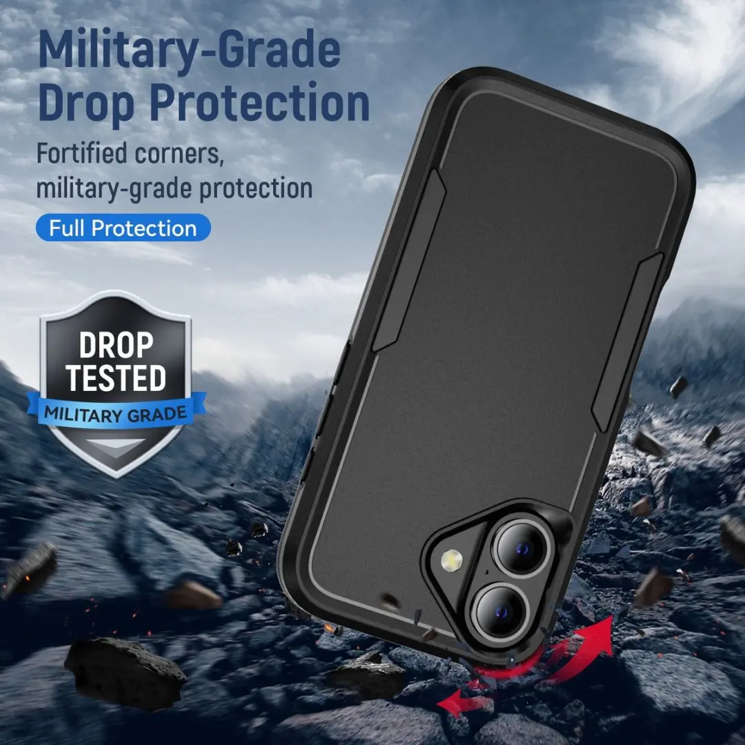 Selected Back Cover iPhone 16 Rugged Hoesje - Zwart