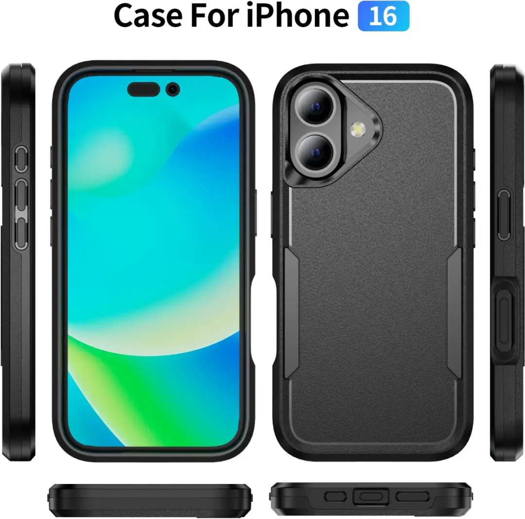 Selected Back Cover iPhone 16 Rugged Hoesje - Zwart
