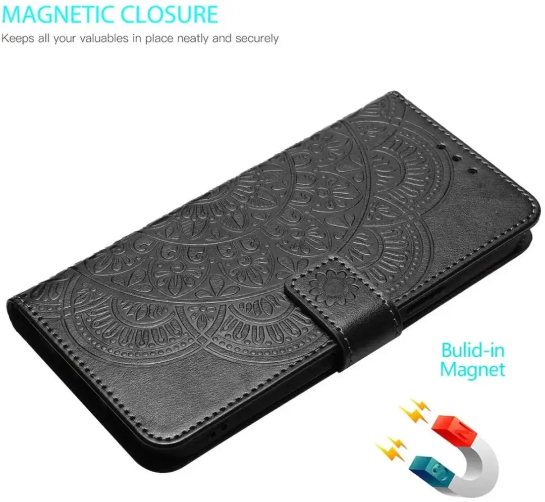 Selected Hoesje Google Pixel 10a Mandala Book Case - 3 Pasjes - Zwart