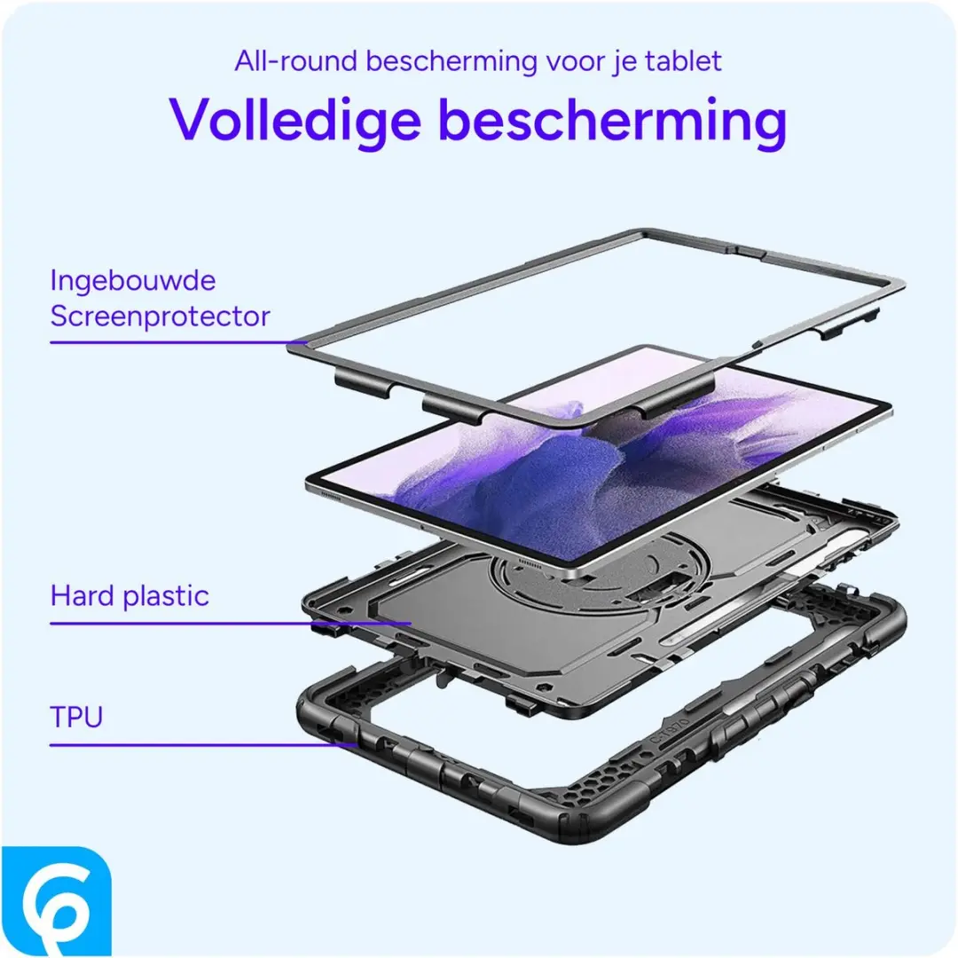Selected Hoes met Screenprotector Samsung Galaxy Tab S8/S7 Plus/FE - Zwart