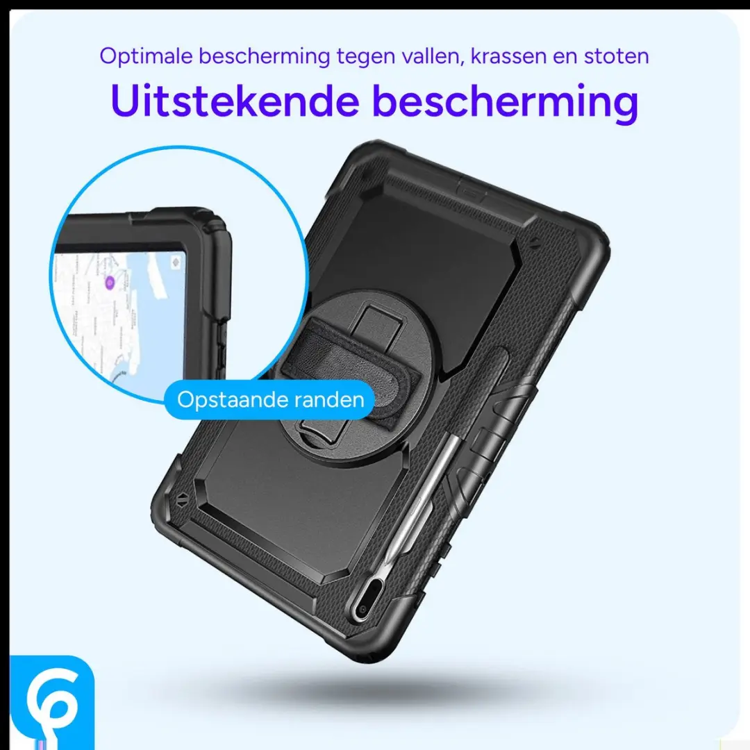 Selected Hoes met Screenprotector Samsung Galaxy Tab S8/S7 Plus/FE - Zwart