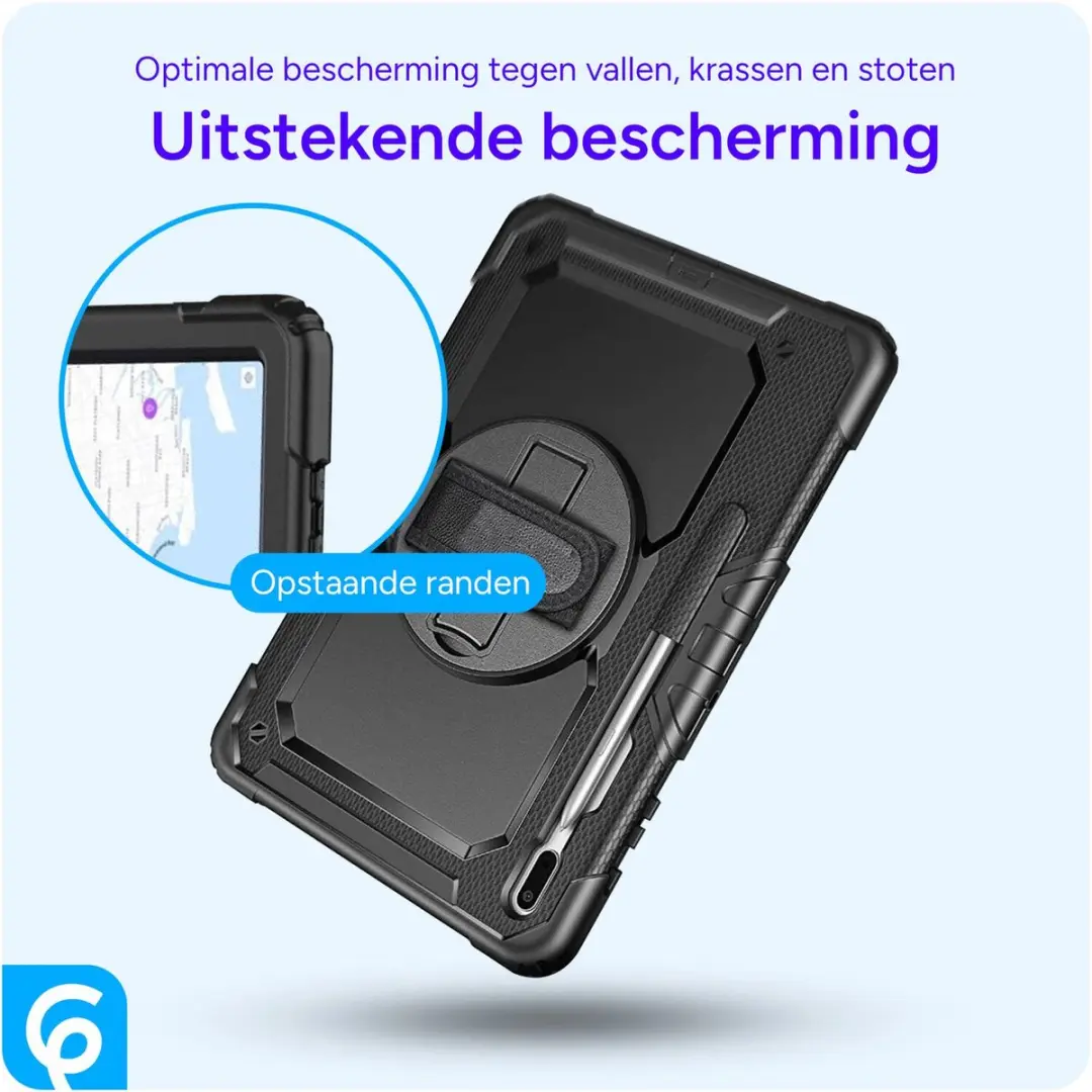 Selected Hoes met Screenprotector Samsung Galaxy Tab S8/S7 Plus/FE - Zwart
