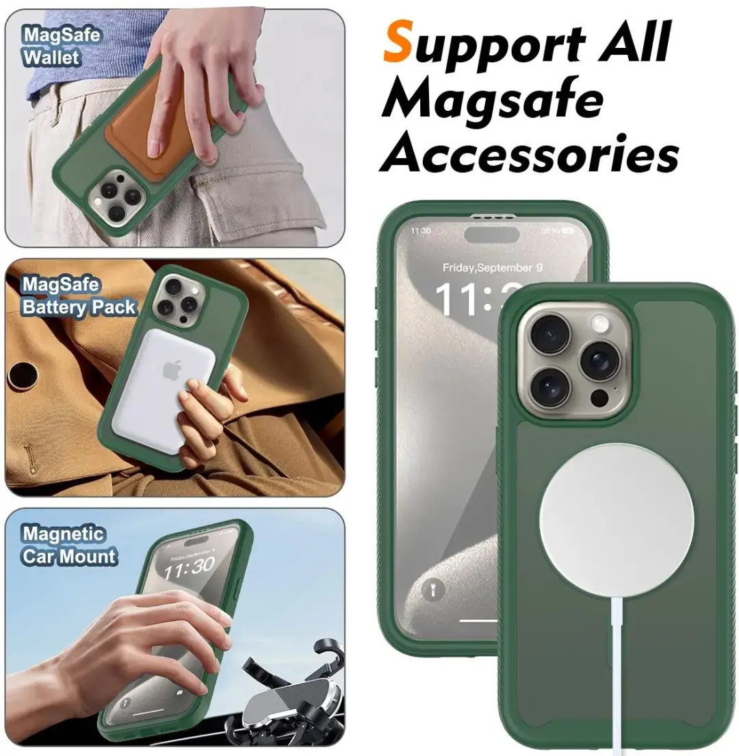 Selected by GSMpunt.nl iPhone 15 Pro Max Hoesje Matte Groen - MagSafe