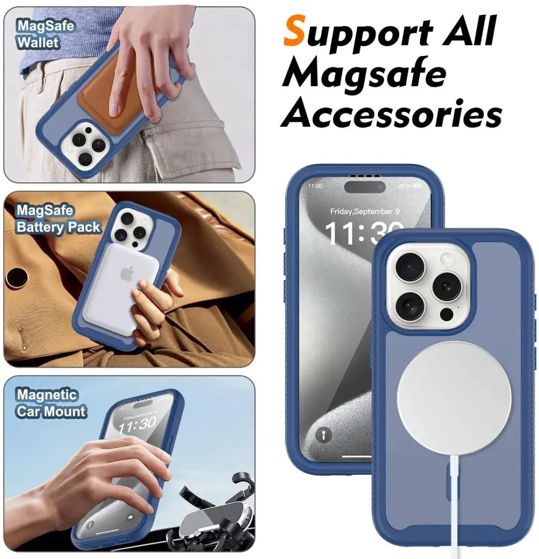 Selected by GSMpunt.nl iPhone 15 Pro Hoesje Matte Blauw - Full Protect