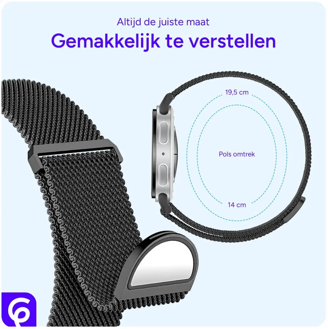 Selected SBG Milanees Horlogebandje Samsung Galaxy Watch 8 - Zwart