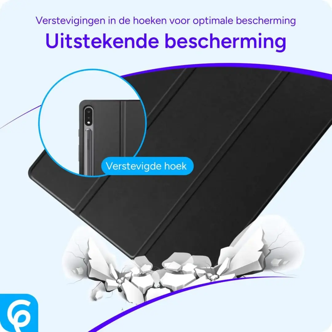 Selected Tablethoes Samsung Galaxy Tab S10+/S9+/S9 FE+ - Luxe Tri-Fold Book Case - Zwart