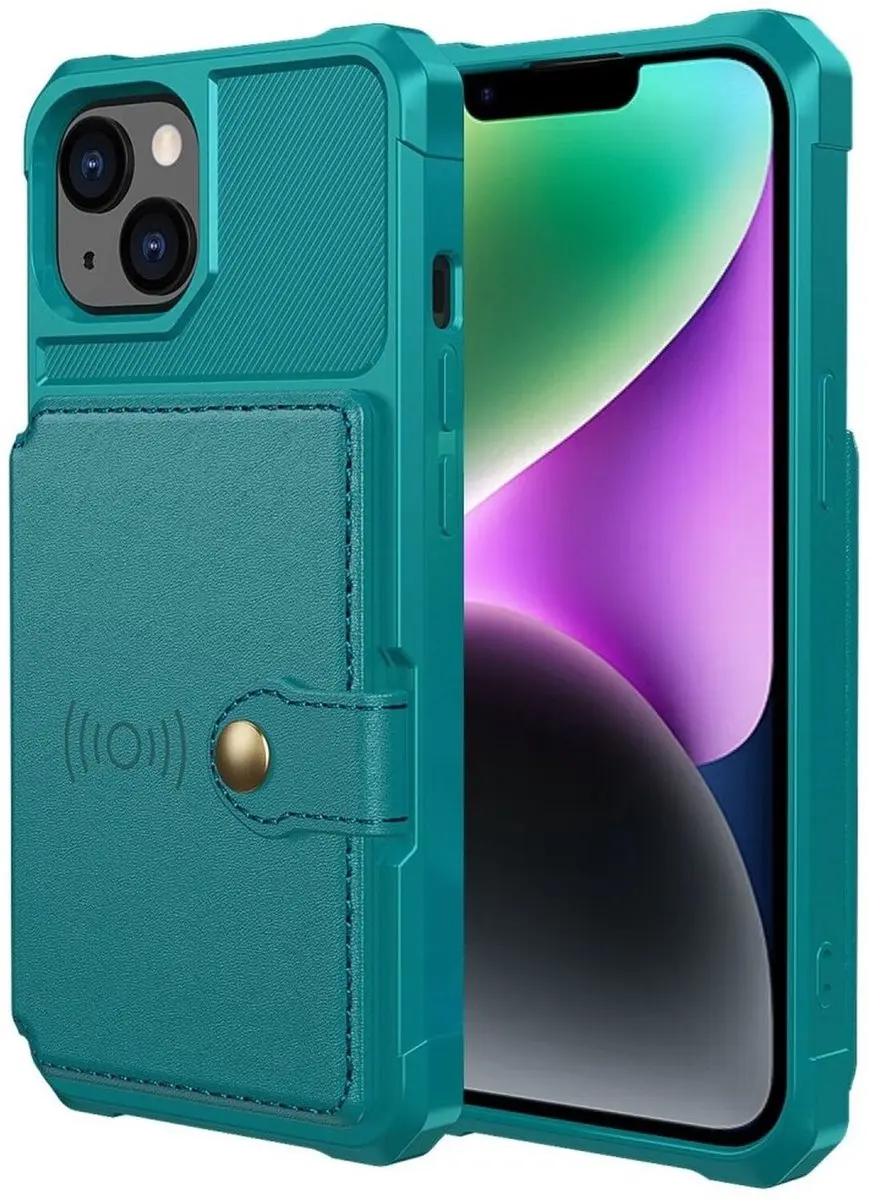 Selected Portemonnee Hoesje iPhone 14 - Groen - 4 Pasjes