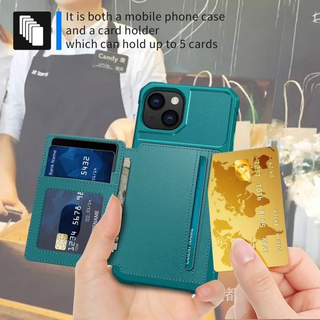 Selected Portemonnee Hoesje iPhone 14 - Groen - 4 Pasjes