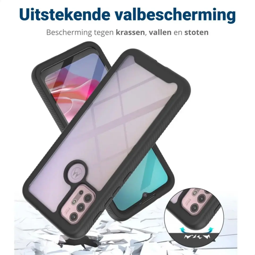 Motorola Moto G10/G20/G30 Hoesje - Full Protect - Zwart/Transparant