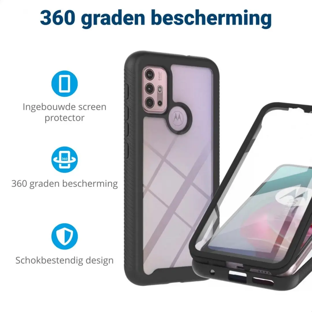 Motorola Moto G10/G20/G30 Hoesje - Full Protect - Zwart/Transparant