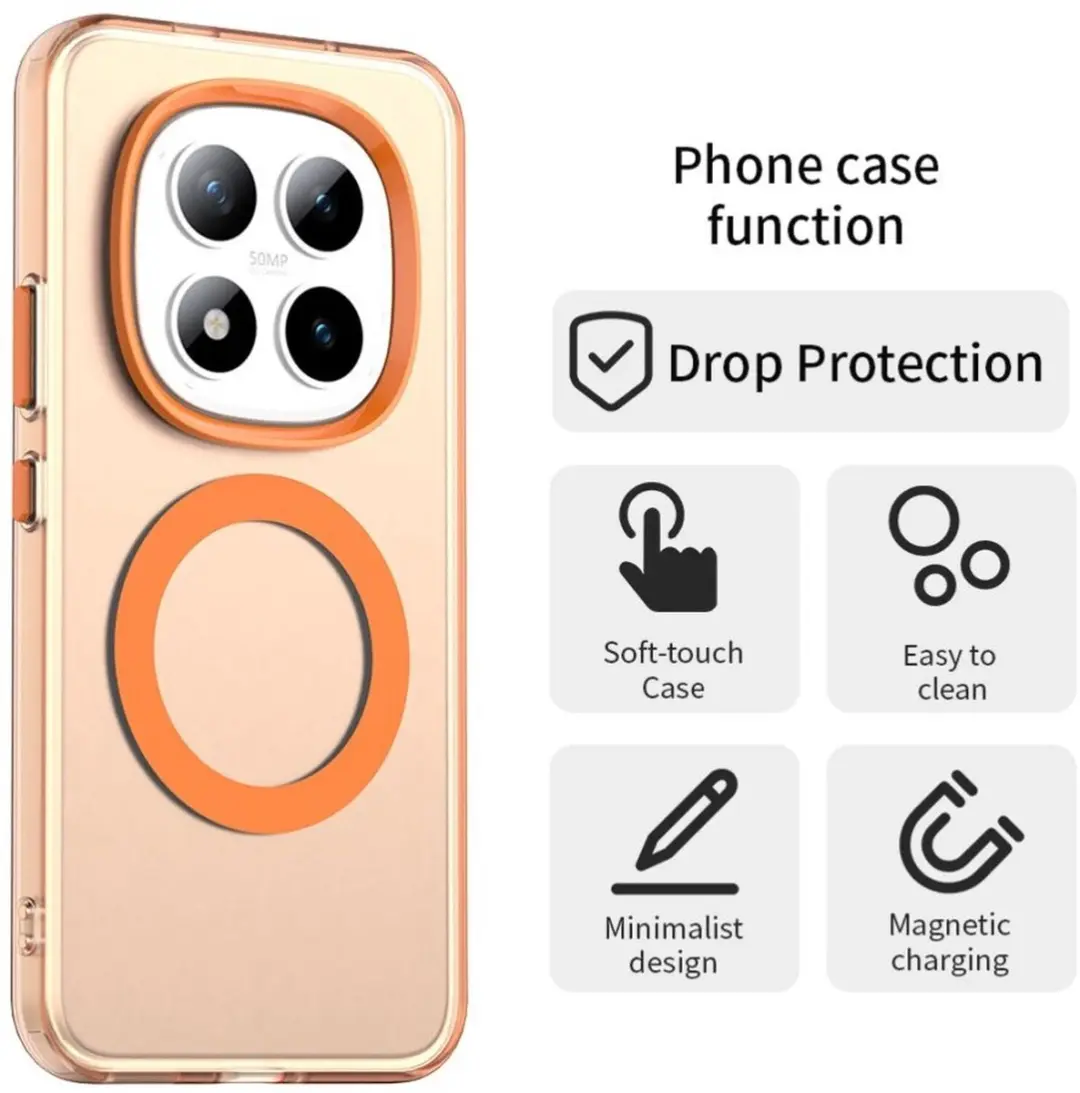 Selected MagSafe Backcover Xiaomi Redmi Note 15 Pro - Oranje & Transparant - afbeelding 6 van 6