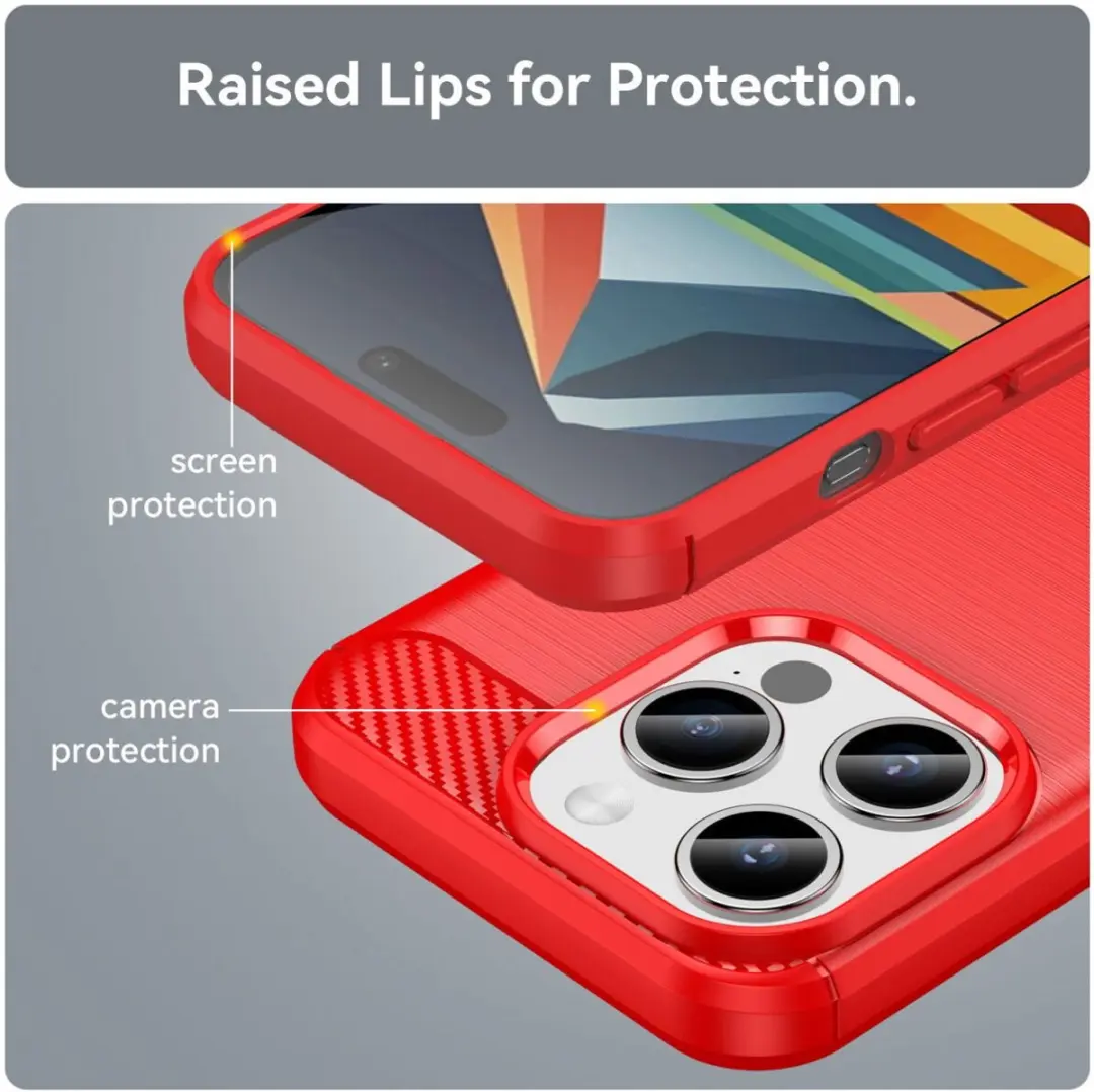 Selected Geborsteld TPU Hoesje iPhone 15 Pro Max - Rood