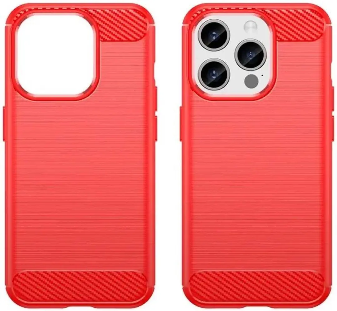 Selected Geborsteld TPU Hoesje iPhone 15 Pro Max - Rood