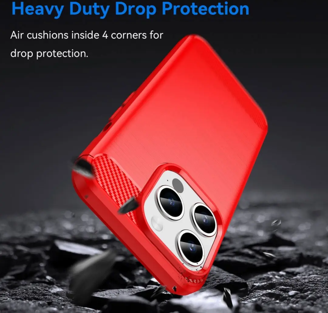 Selected Geborsteld TPU Hoesje iPhone 15 Pro Max - Rood - afbeelding 6 van 6