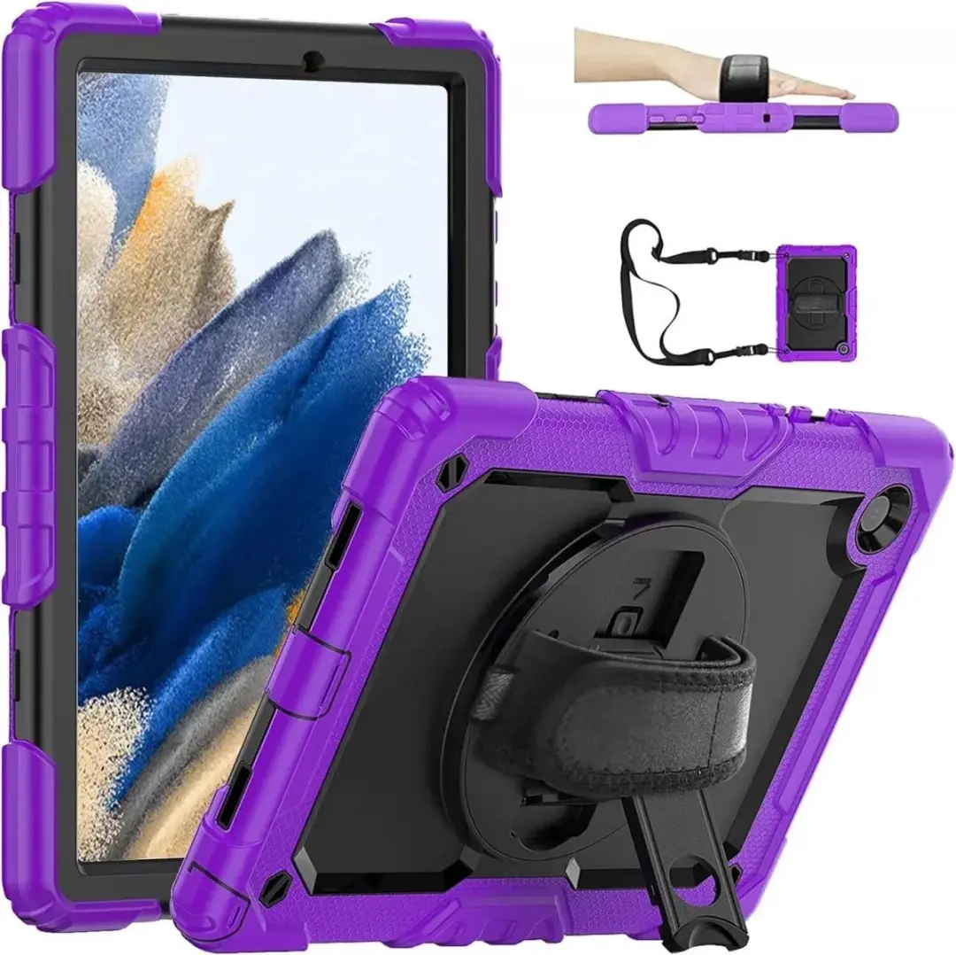 Selected Hoes Samsung Galaxy Tab A8 2021 - Paars - 360° Draaibare Handriem
