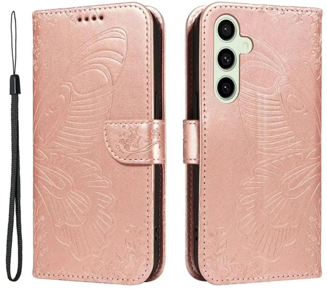 Selected Hoesje Samsung Galaxy S24 FE Wallet Vlinder Kunstleer