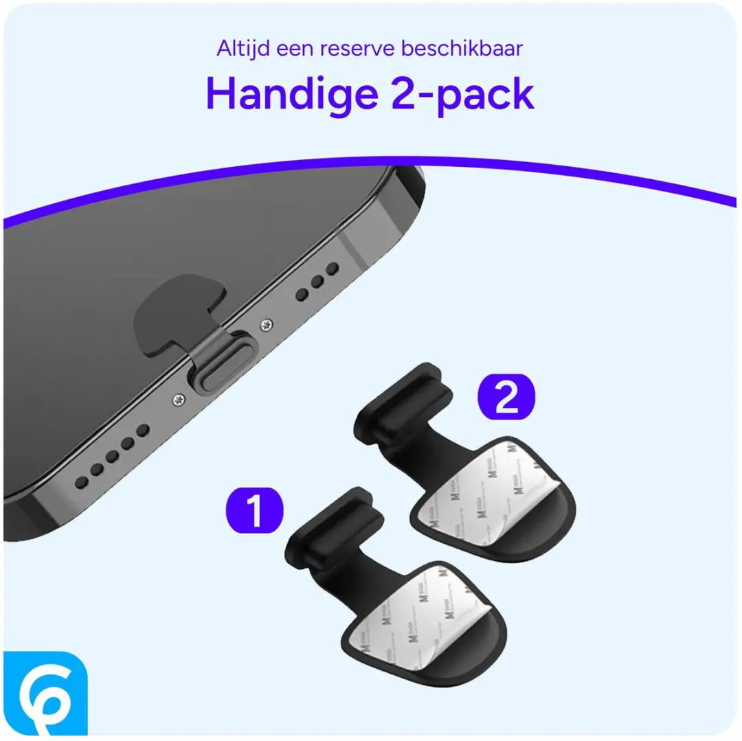 Selected Lightning Poort Stofdichte Plug - Zwart 2-Pack