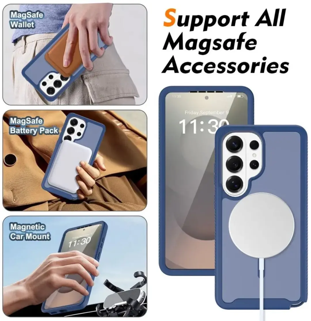 Selected Hoesje Samsung Galaxy S25 Ultra - Ingebouwde Screenprotector - Blauw Mat
