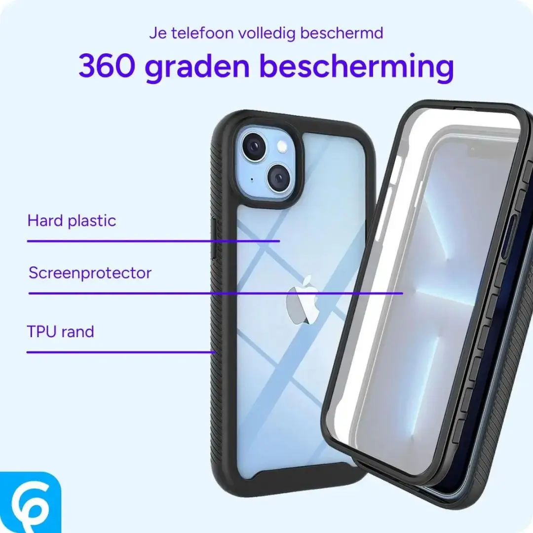 Selected Hoesje iPhone 14 Full Protect - Zwart/Transparant