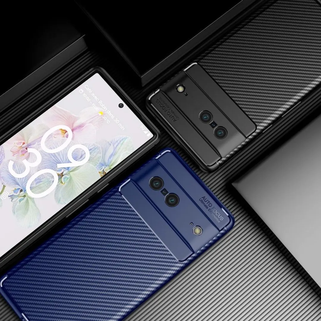 Google Pixel 7 Siliconen Carbon Hoesje - Zwart