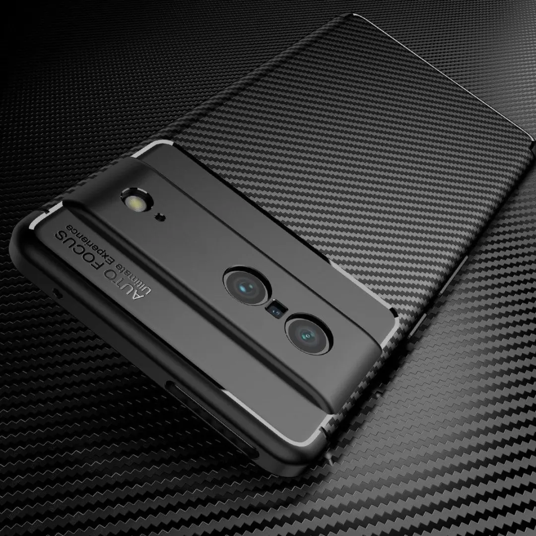 Google Pixel 7 Siliconen Carbon Hoesje - Zwart