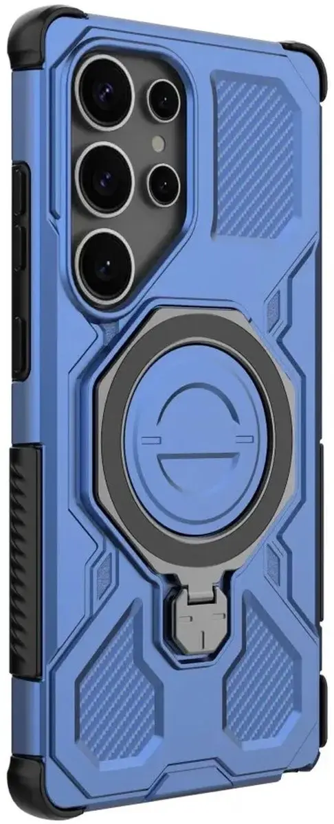 Selected Hoesje Samsung Galaxy S25 Ultra MagSafe Blauw - 360° Draaibare Stand