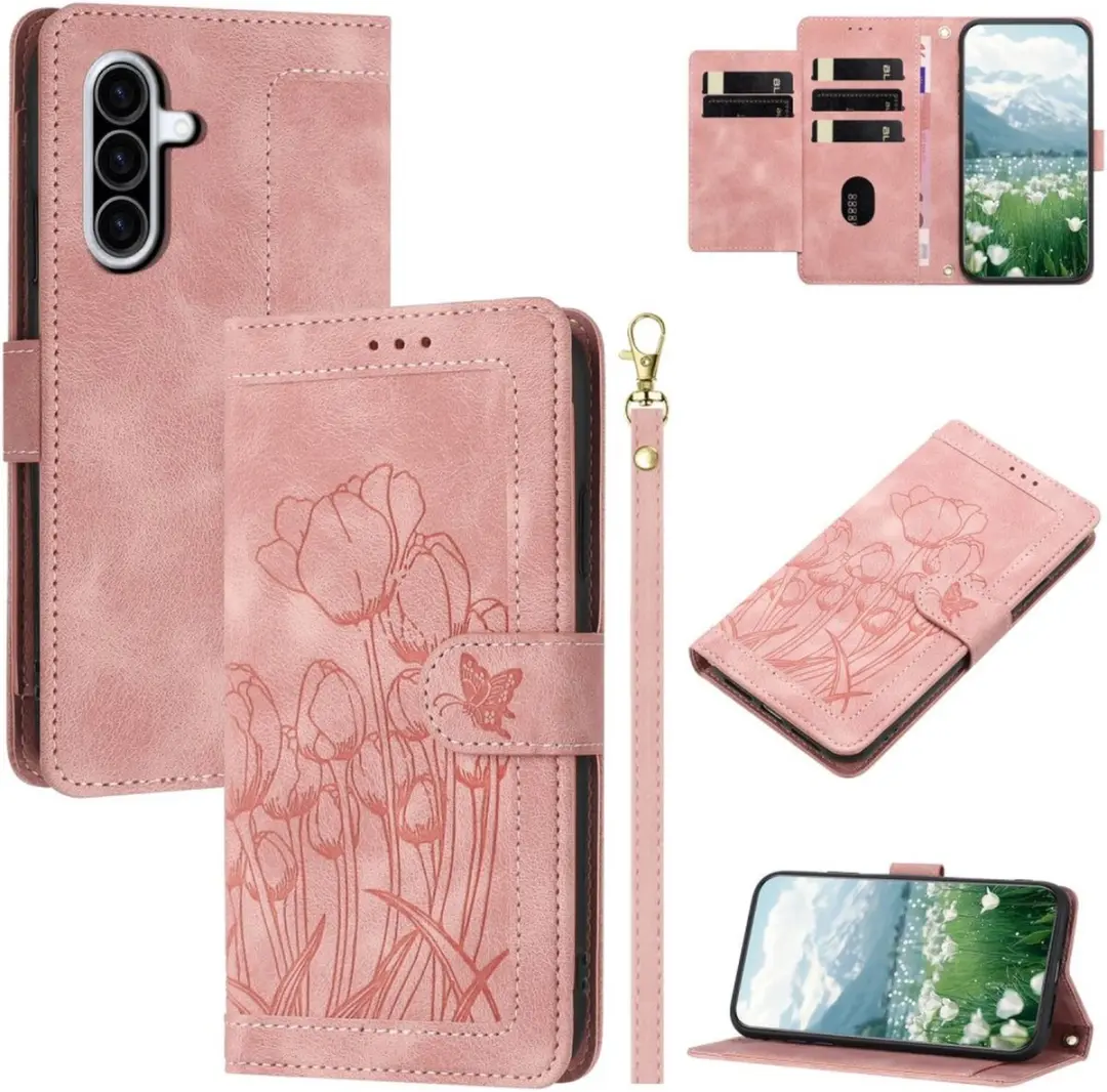 Selected Hoesje Samsung Galaxy A36 Tulpen Book Case - Roze - afbeelding 6 van 6