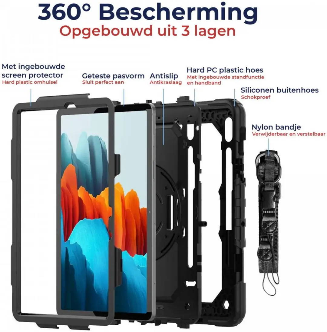 Selected Hoes Samsung Galaxy Tab S7 Extreme Bescherming - Zwart