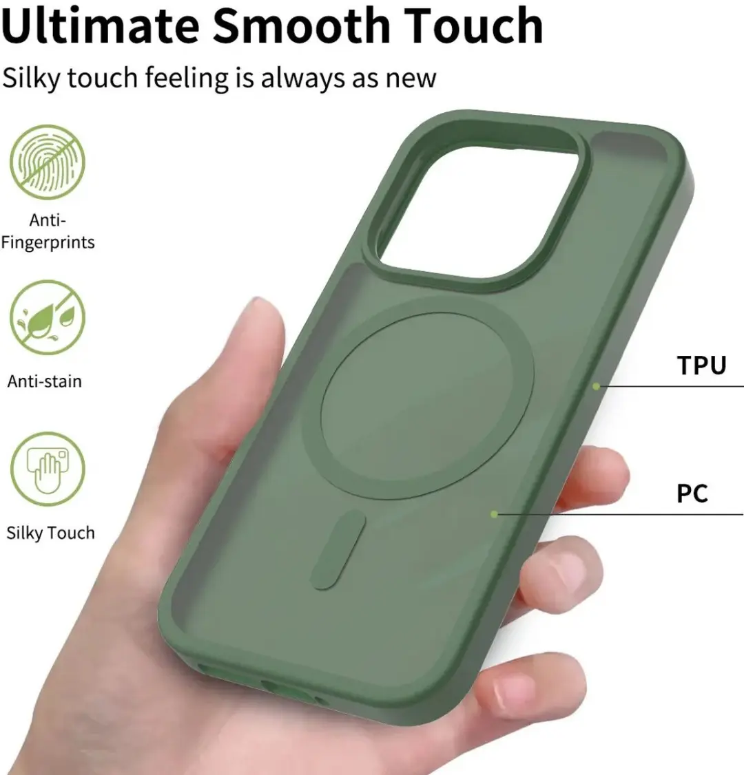 Selected Xiaomi 17 Hybrid Back Cover Hoesje - Groen - MagSafe