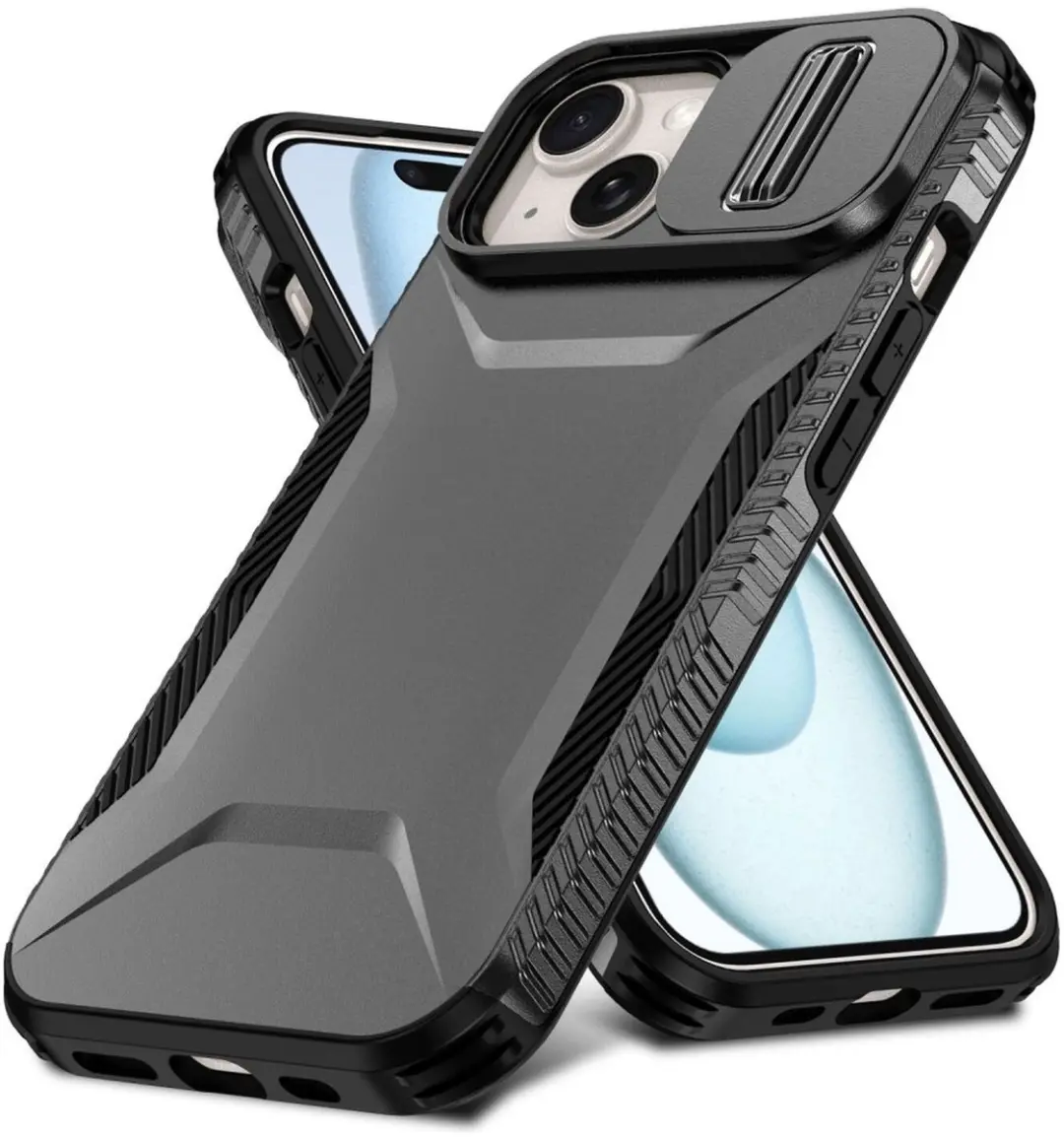 Selected Hoesje iPhone 15 Back Cover Camera Slider - Zwart