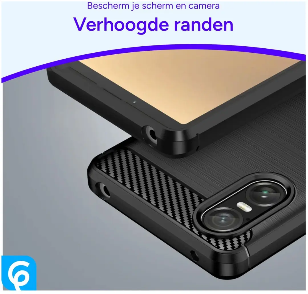 Selected Geborsteld TPU Hoesje Sony Xperia 10 VI - Zwart