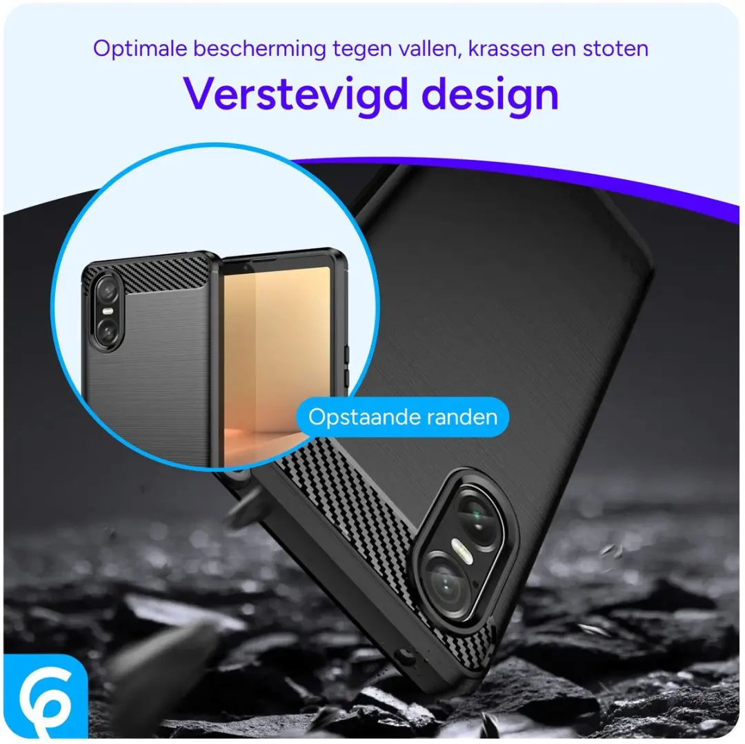 Selected Geborsteld TPU Hoesje Sony Xperia 10 VI - Zwart