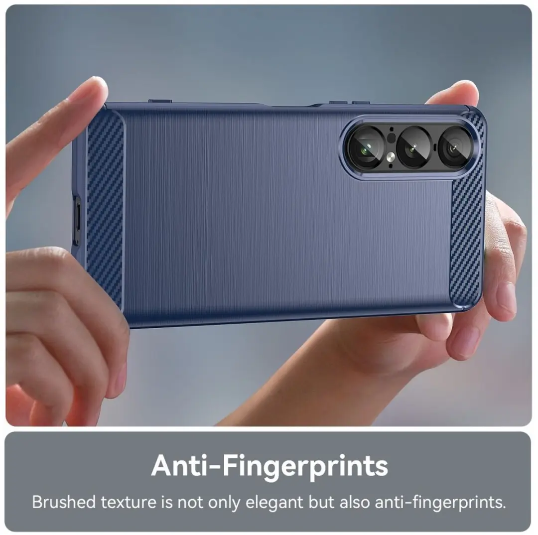 Selected Geborsteld TPU Hoesje Sony Xperia 1 VII - Blauw