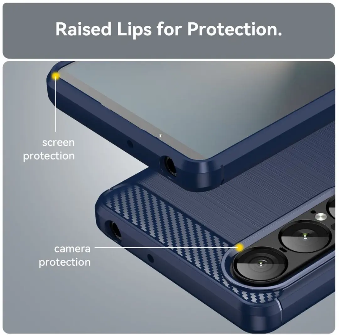 Selected Geborsteld TPU Hoesje Sony Xperia 1 VII - Blauw
