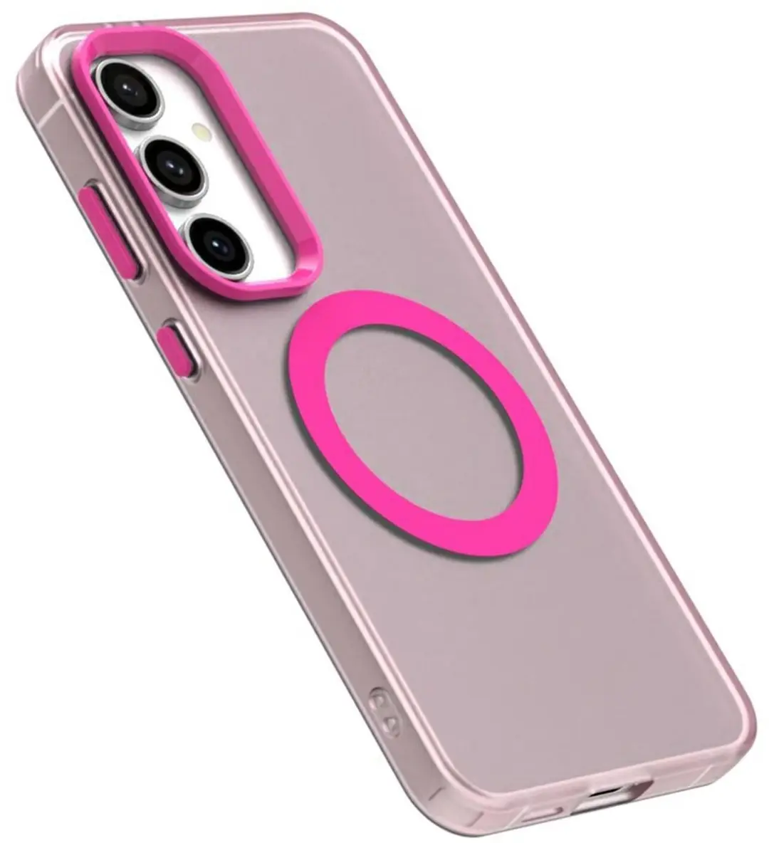 Selected MagSafe Backcover Hoesje Samsung Galaxy S24/S25 - Roze & Transparant
