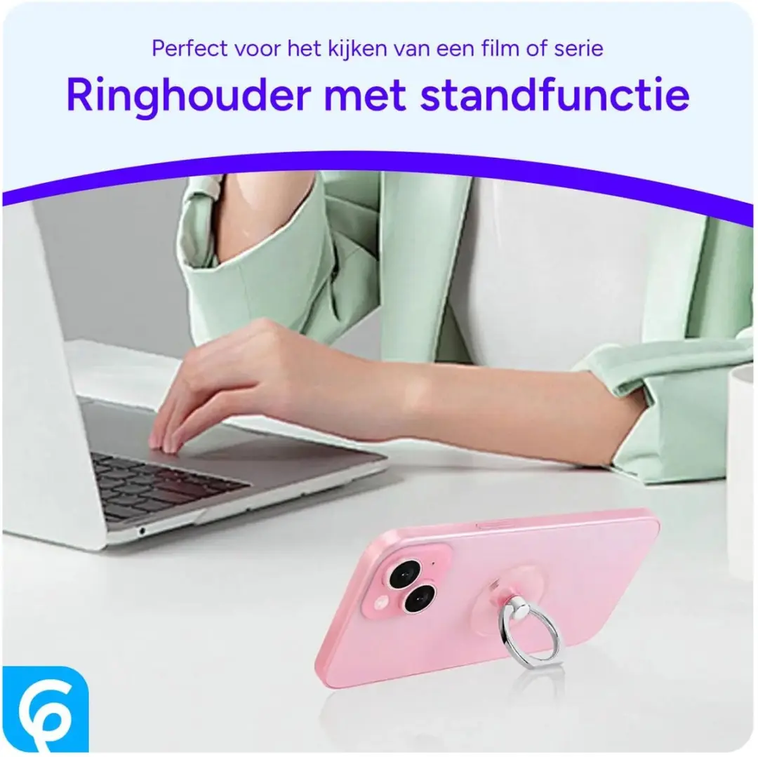 Selected Ringhouder Telefoon 4-Pack - 360° Draaibaar - Zilver/Roze/Zwart