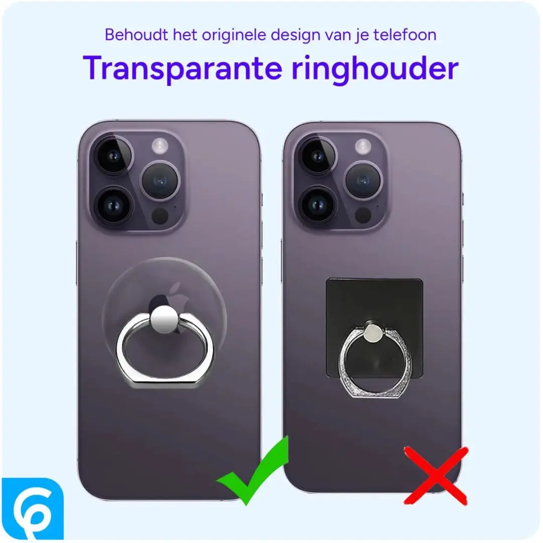 Selected Ringhouder Telefoon 4-Pack - 360° Draaibaar - Zilver/Roze/Zwart