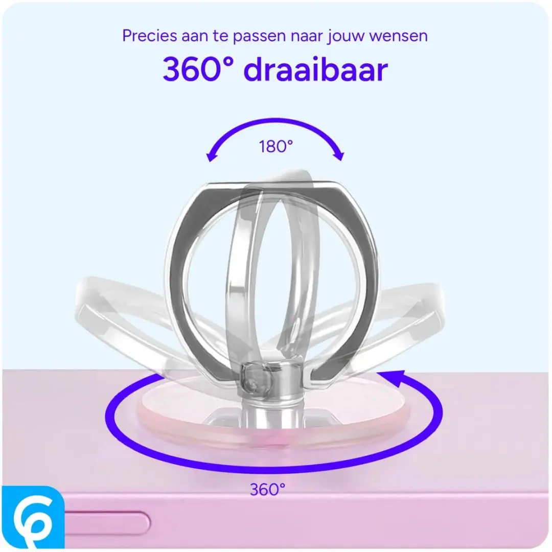 Selected Ringhouder Telefoon 4-Pack - 360° Draaibaar - Zilver/Roze/Zwart