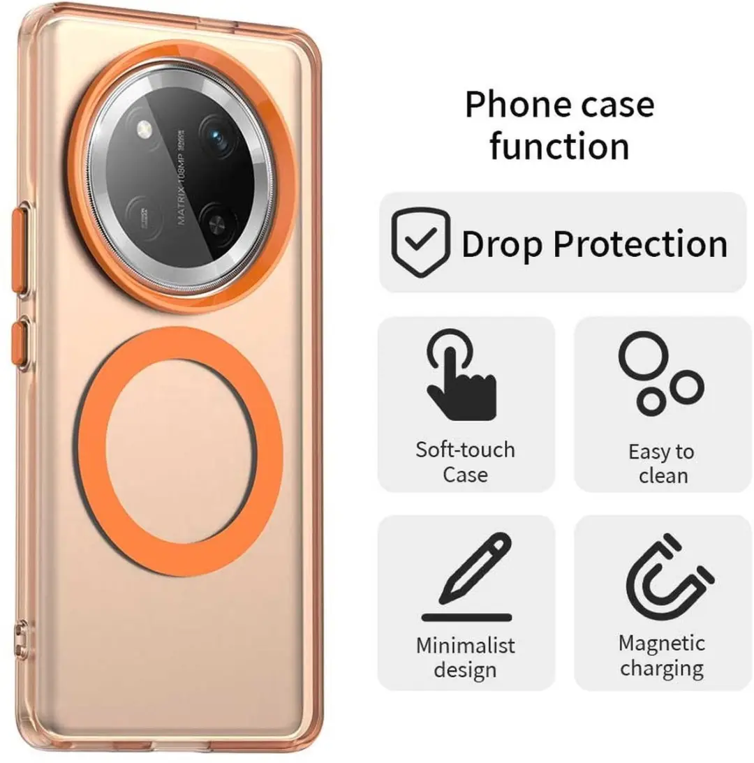 Selected MagSafe Backcover Honor Magic7 Lite - Oranje & Transparant - afbeelding 6 van 6