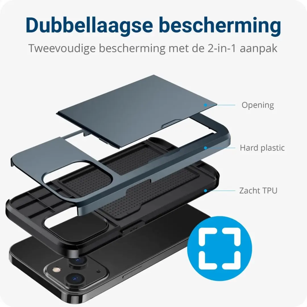 Selected by GSMpunt.nl iPhone 15 Hoesje Blauw - Kaarthouder 2 Pasjes