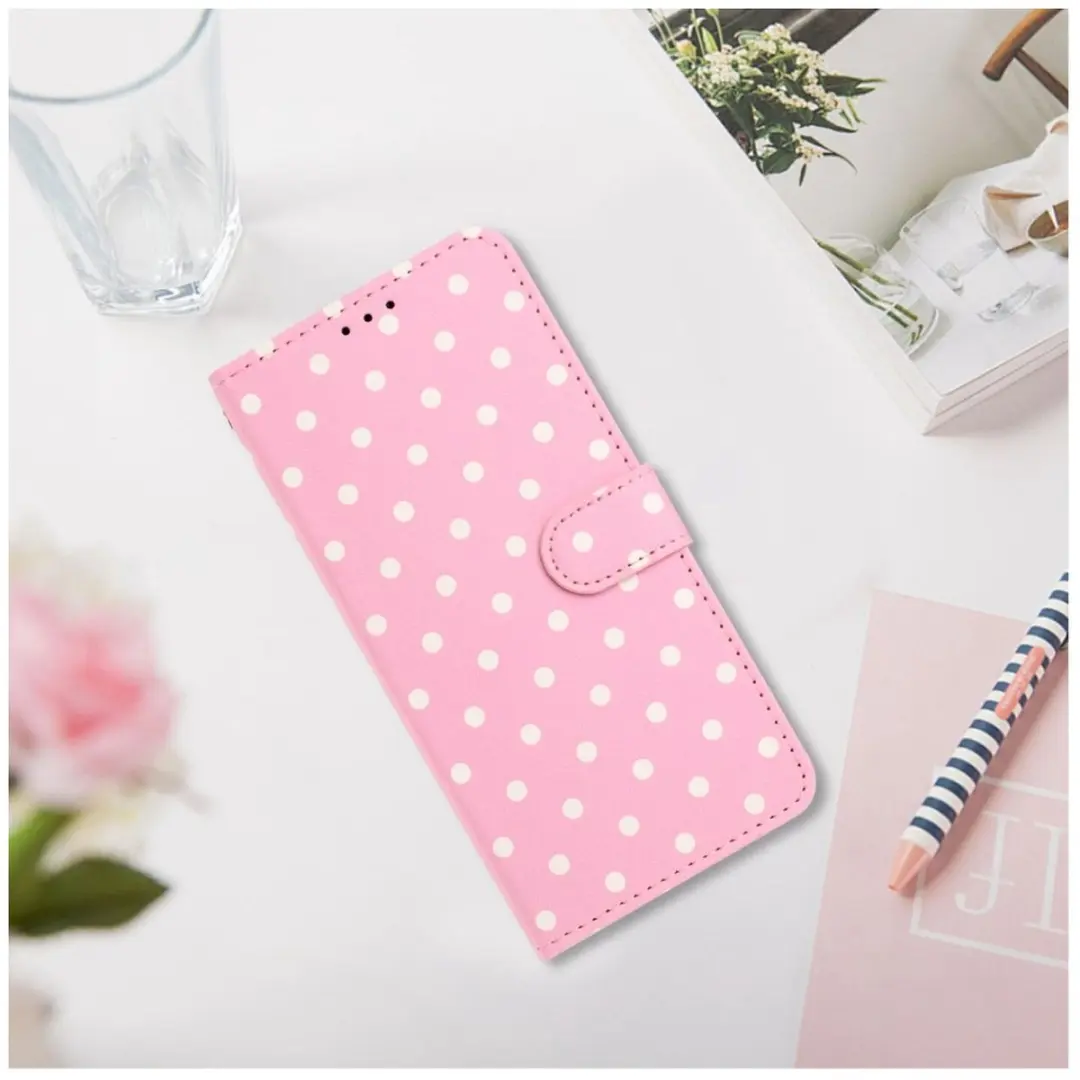 Selected Hoesje Samsung Galaxy A55 Polka Dot Wallet - Roze
