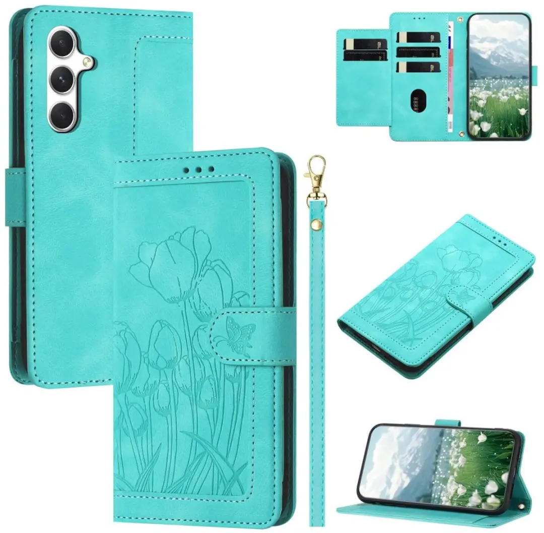 Selected Hoesje Samsung Galaxy A56 Tulpen Book Case - Groen