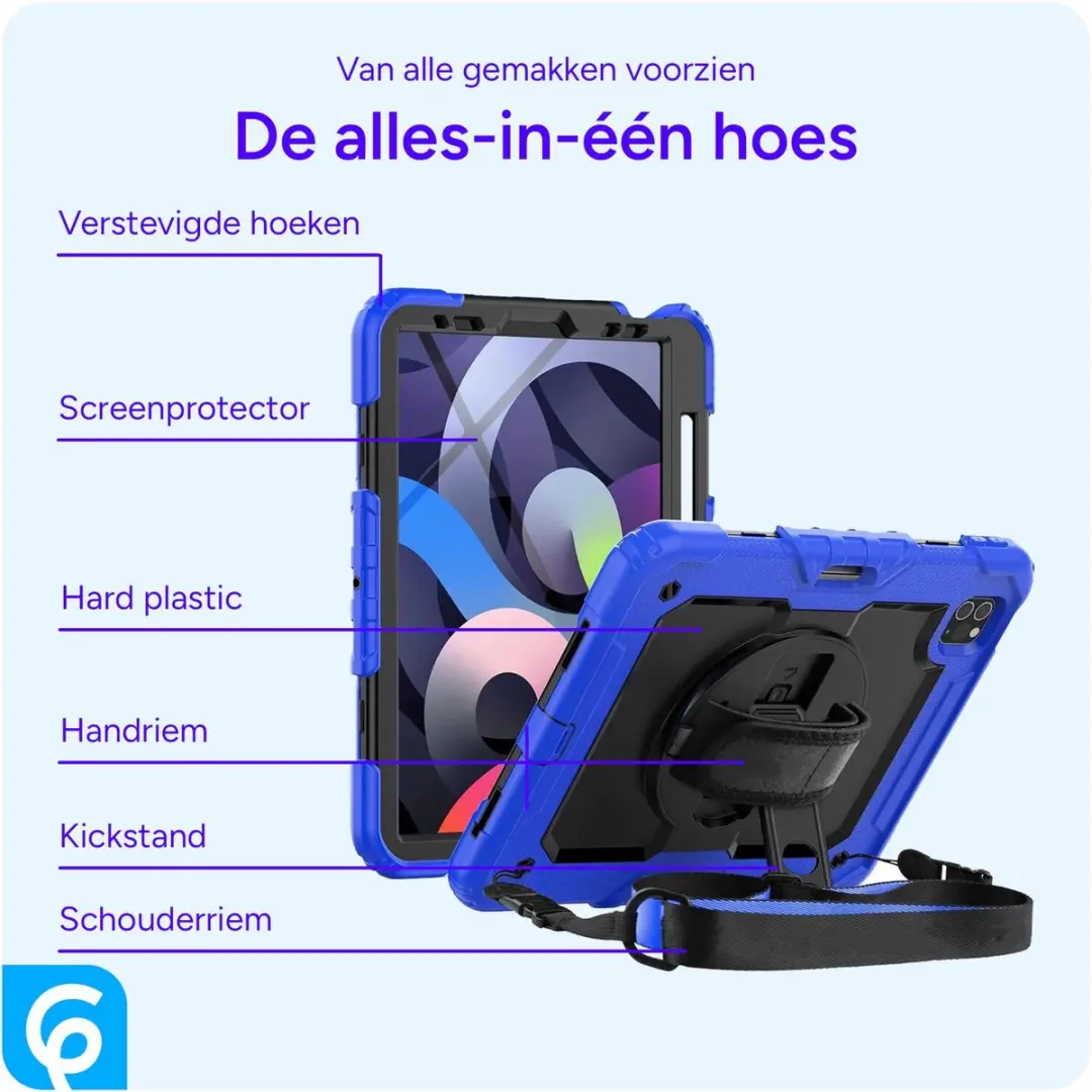 Selected Hoes iPad Air 10.9 Blauw - met Screenprotector & 360° Handriem